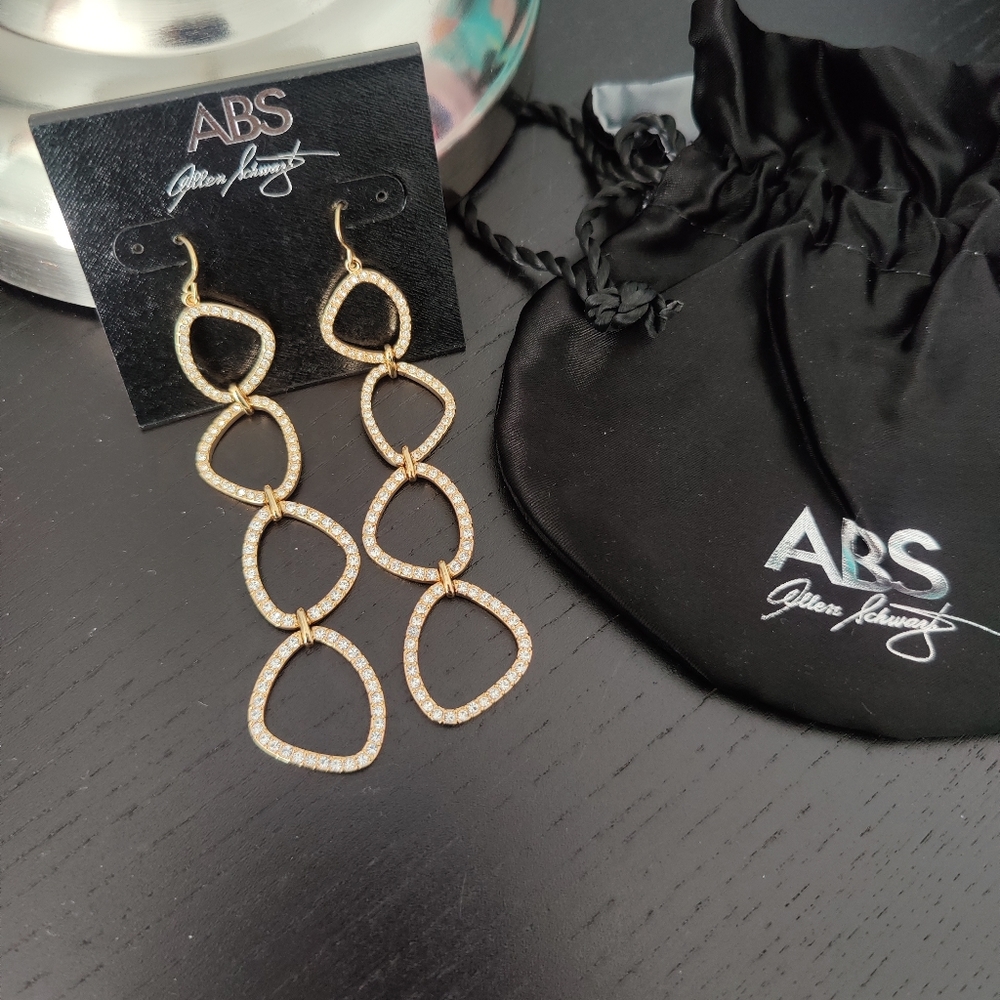 ABS Allen Schwartz Gold Geometric Chandelier Dangling Earrings